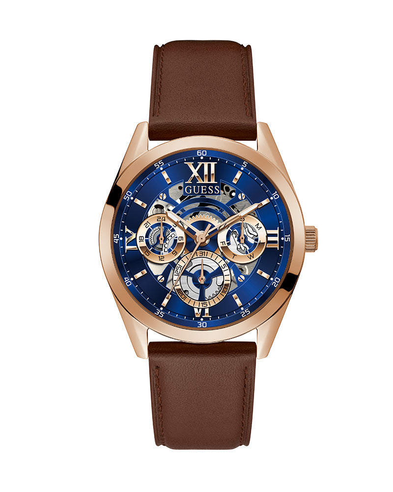 Guess Tailor Blue Dial Leather Strap Men's Watch GW0389G3