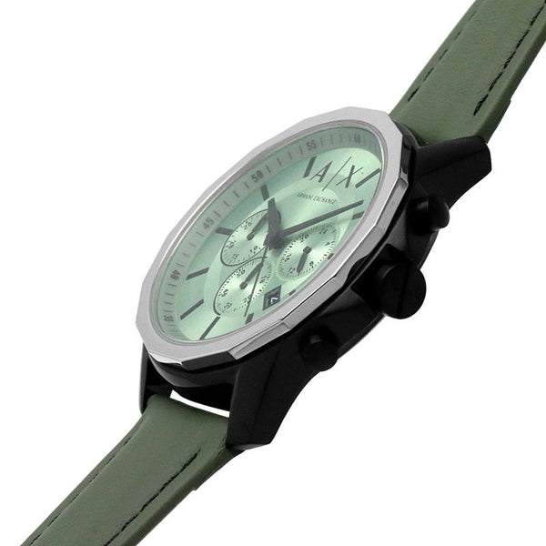 Armani Exchange Banks Chronograph Green Leather Strap Men's Watch AX1725 - Watches of America #2