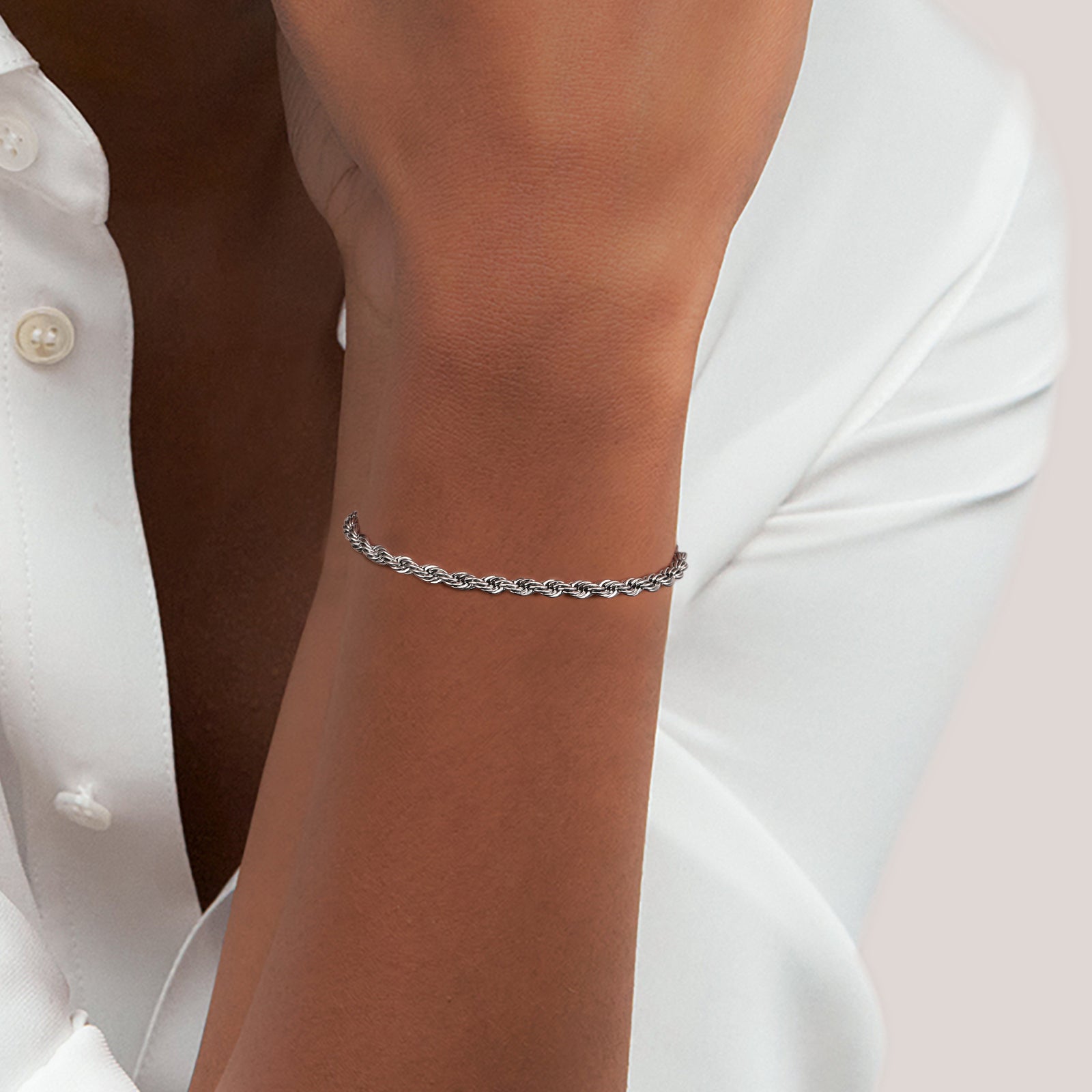 Big Daddy 5 mm cadena de cuerda pulsera de plata para mujer