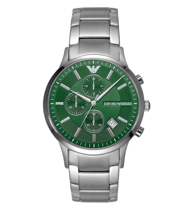 – Chronograph Watch Stainless of Emporio Green Steel Watches America Men\'s Dial Armani AR11