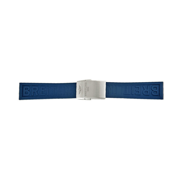 A Breitling Blue Rubber Strap with a Stainless Steel Deployment Buckle 22-20mm#157S-A20DSA.2 - Watches of America