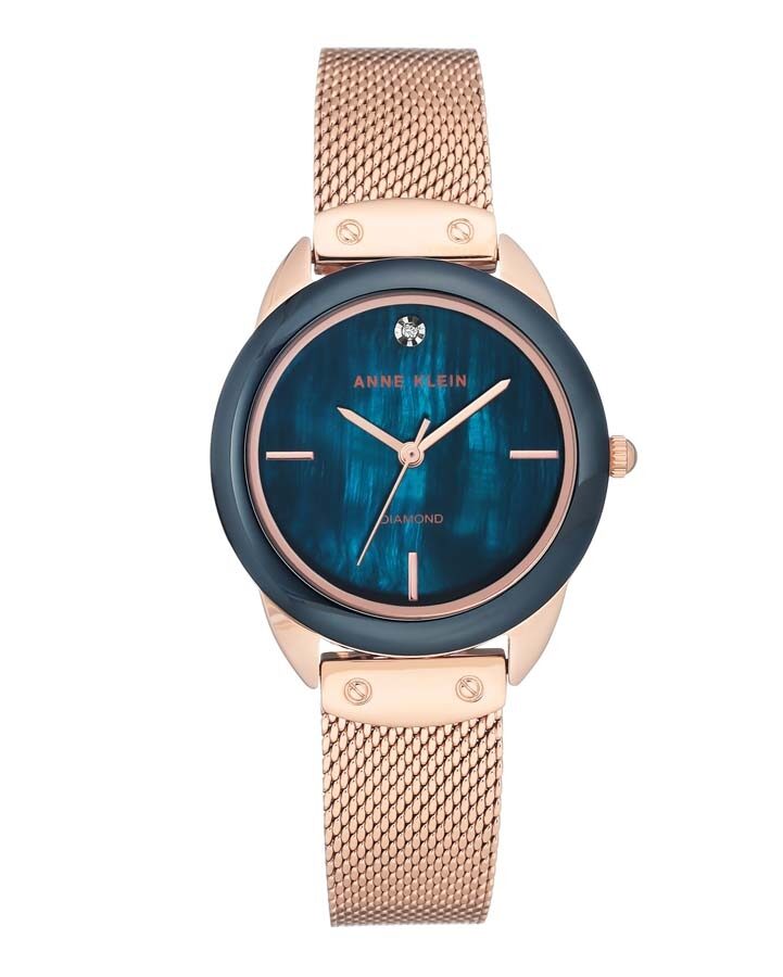 Anne Klein Navy Blue Mother of Pearl Dial Ladies Watch AK/3258NVRG