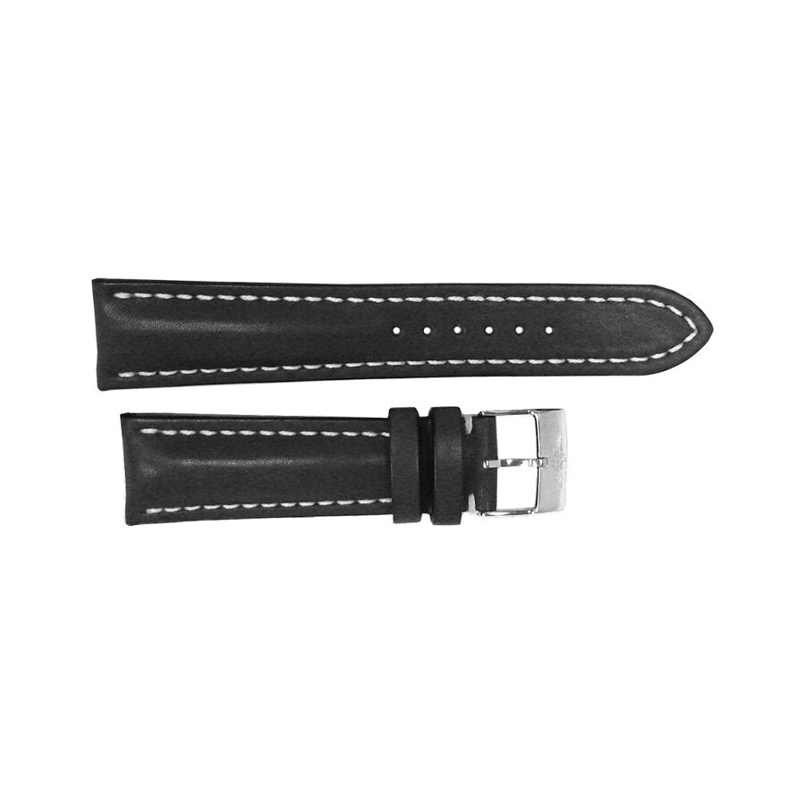 Breitling Black Leather Strap Stainless Steel Tang Buckle 18 mm