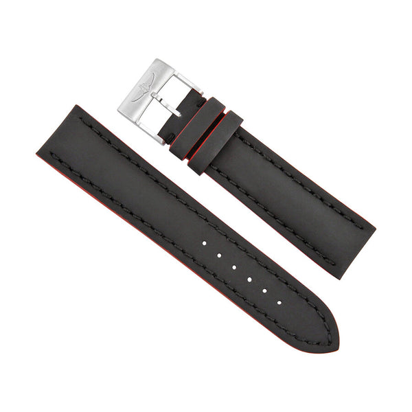 Breitling Black Leather Watch Band Strap with Red Trimming 22mm - 20mm #228X-A20BASA.1 - Watches of America