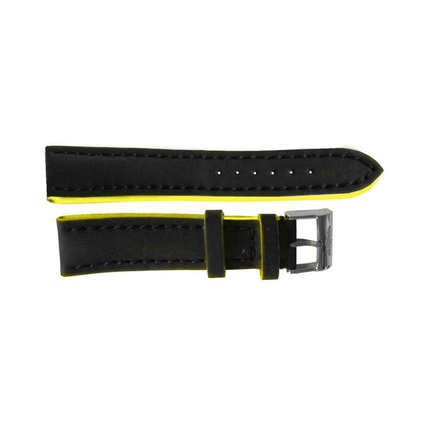 Breitling Black Leather Strap with Yellow Trimming and a Stainless Steel Tang Buckle 22-20mm#229X - Watches of America