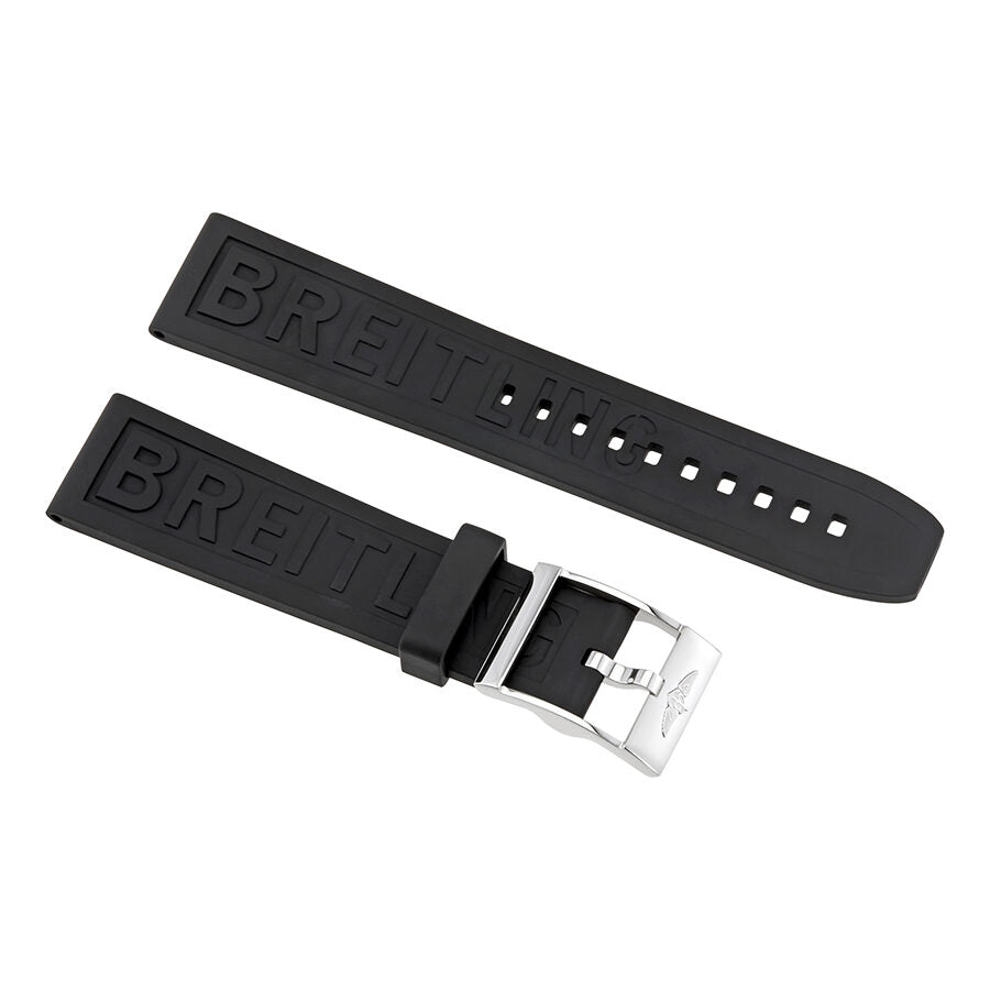Breitling Black Rubber Strap with a Stainless Steel Tang