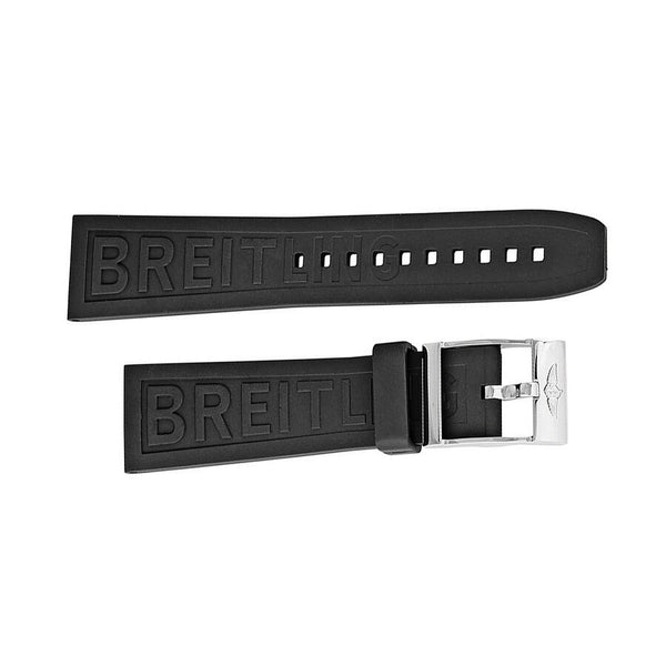 Breitling Black Rubber Strap with a Stainless Steel Tang Buckle 24-20mm#154S-A20S.1 - Watches of America