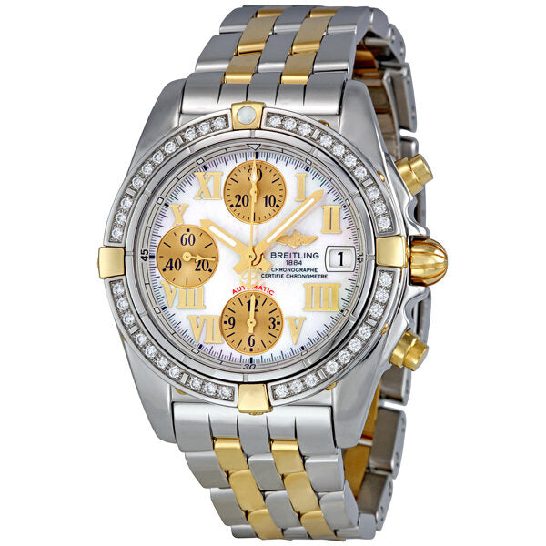 breitling mother of pearl face diamond bezel