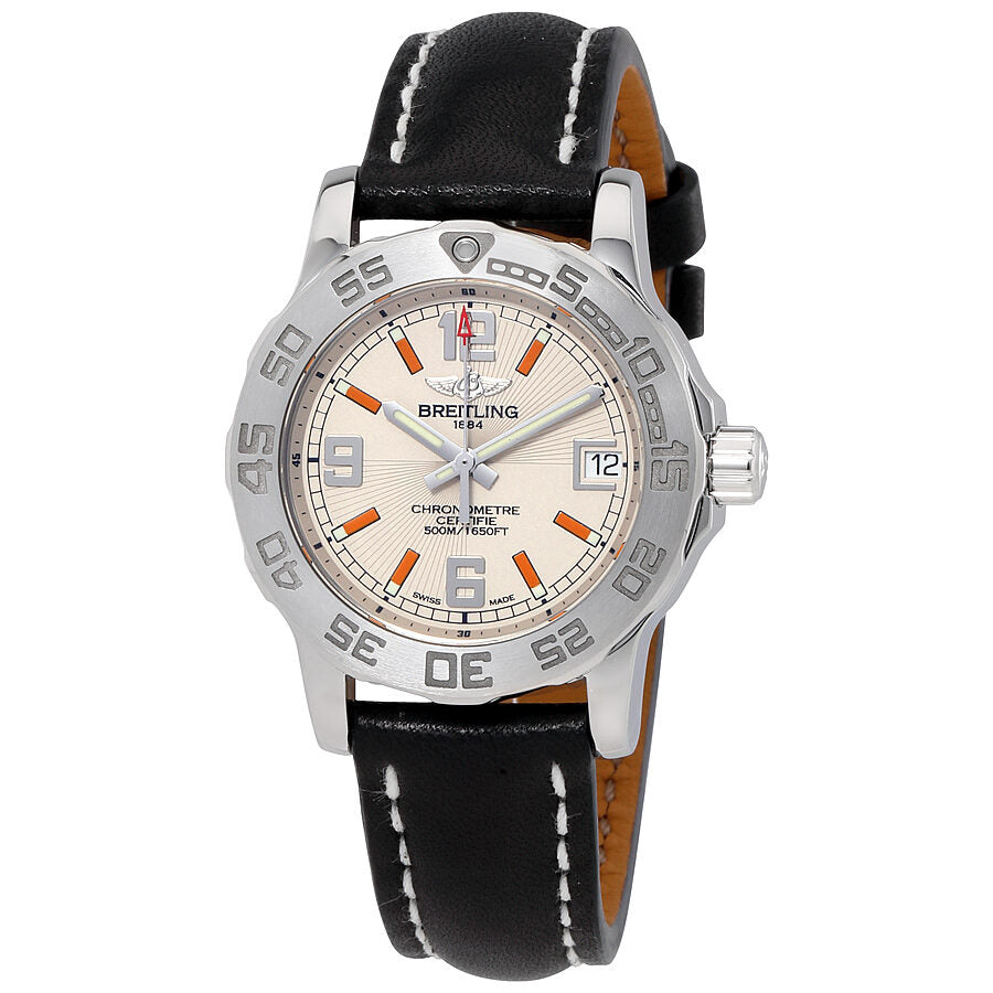 Breitling Colt 33 Silver Dial Black Leather Ladies Watch A7738711