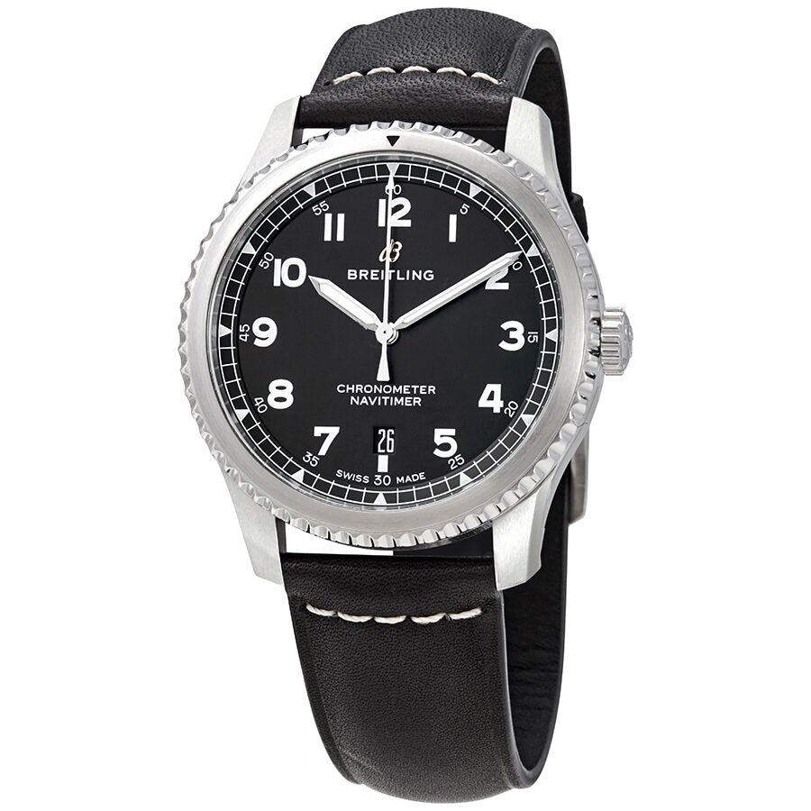 Breitling Navitimer 8 Stainless Steel Black Leather Auto Black