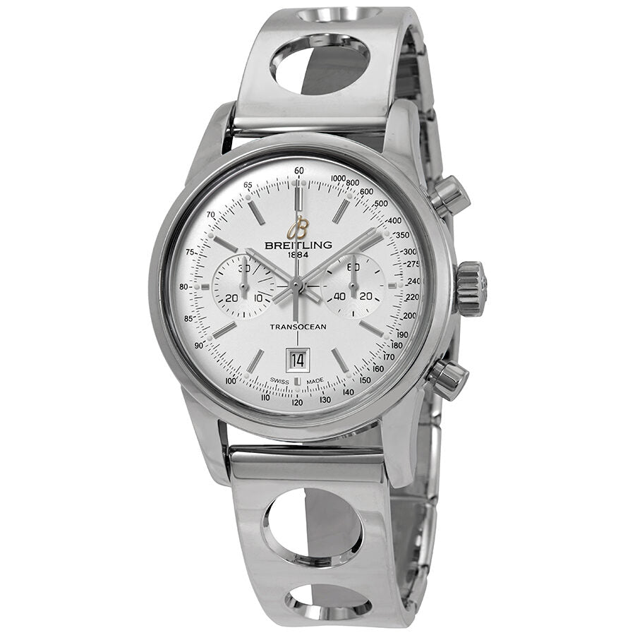 Breitling Transocean Chronograph 38 Automatic Silver Dial Men's