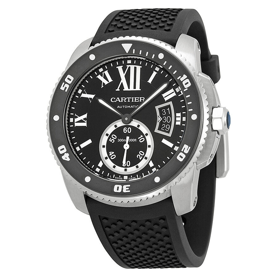 Cartier Calibre de Cartier Black Dial Rubber Men s Watch W7100056