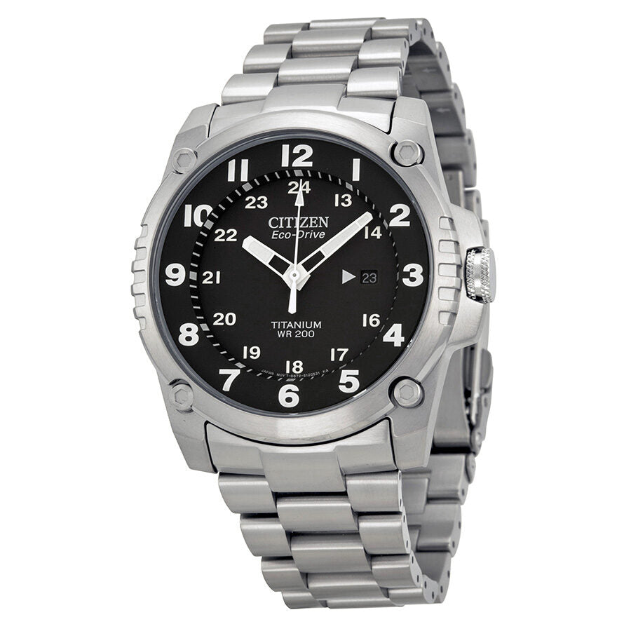 Citizen Eco Drive STX43 Black Dial Titanium Men's Watch BJ8070-51E