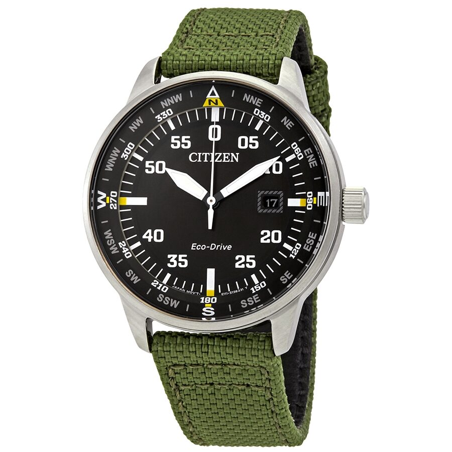 Citizen Solar Black Dial Green Nylon Men's Watch BM7390-22X
