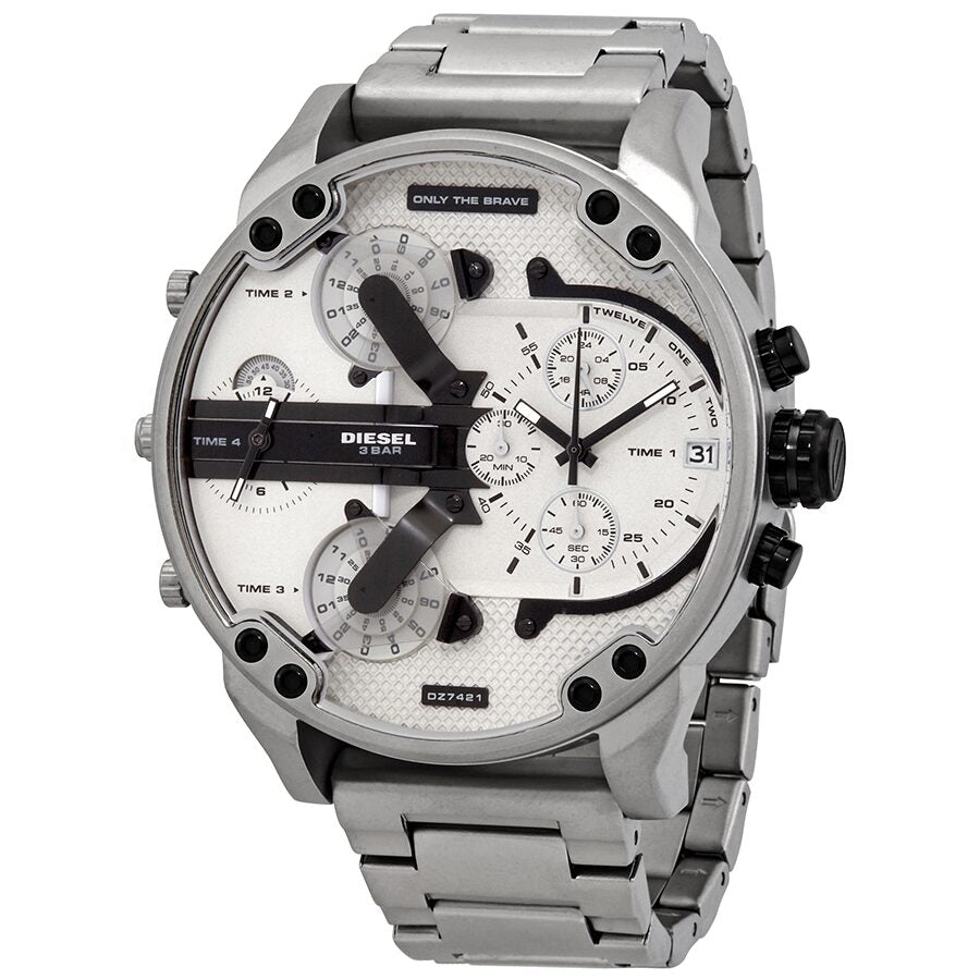 Diesel Mr. Dial of America DZ7421 Silver Quartz Watch Chronograph 2.0 Watches – Men\'s Daddy
