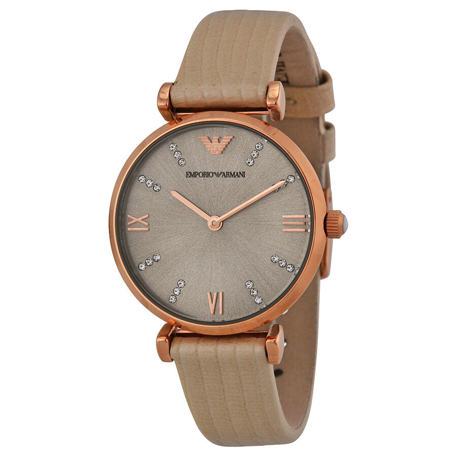 Ladies armani 2024 watch leather strap