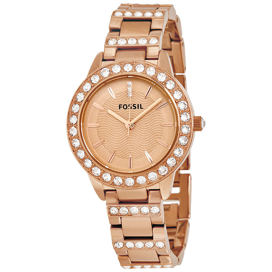 Gold Fossil Reloj Usa Fossil Jesse Crystal Rose Gold Dial Ladies