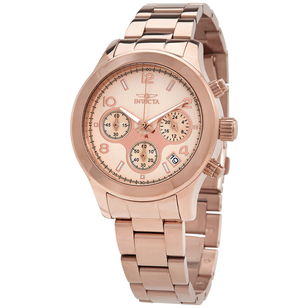 Invicta Angel Chronograph Rose Dial Rose Gold-tone Ladies Watch #19218 - Watches of America