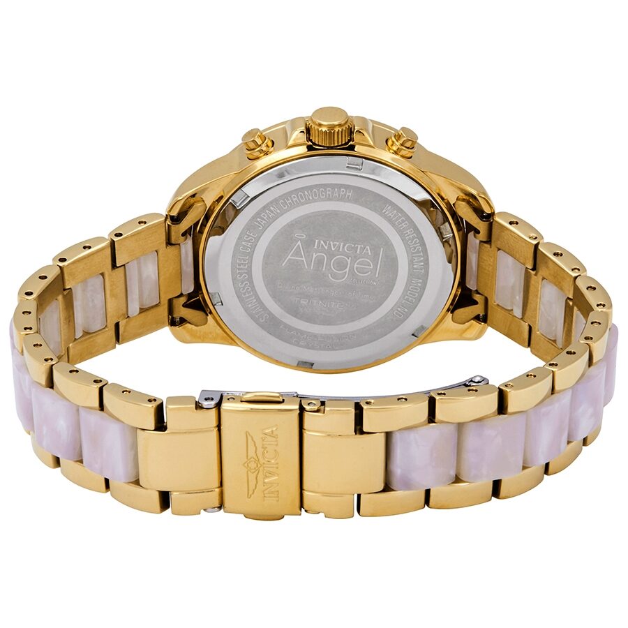 Invicta Angel Multi-Function Gold Crystal Dial Gold-plated Stainless Steel Tortoise Acetate Ladies Watch #20511 - Watches of America #3