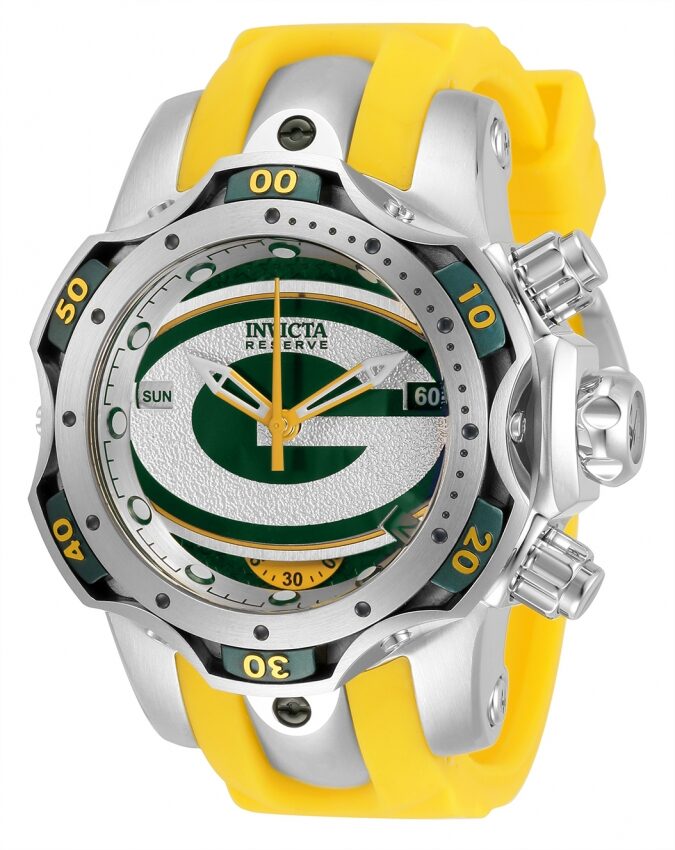 Invicta Nfl Green Bay Packers Quartz Silver Dial Watch in Black for Men