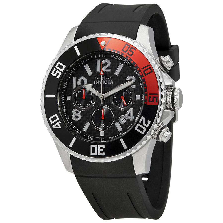 Invicta Pro Diver Chronograph Black Carbon Fiber Dial Coke Bezel Men's Watch #13727 - Watches of America