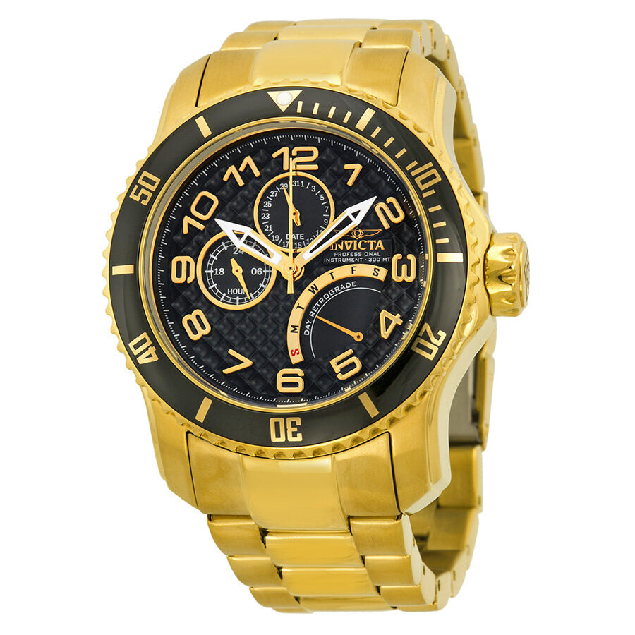 Invicta Pro Diver Multi Function Black Dial Gold plated Men s Watch 15 Watches of America