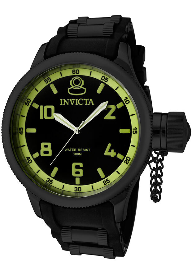 Invicta Russian Diver Black Dial Black Rubber Men's Watch #1440 - Watches of America