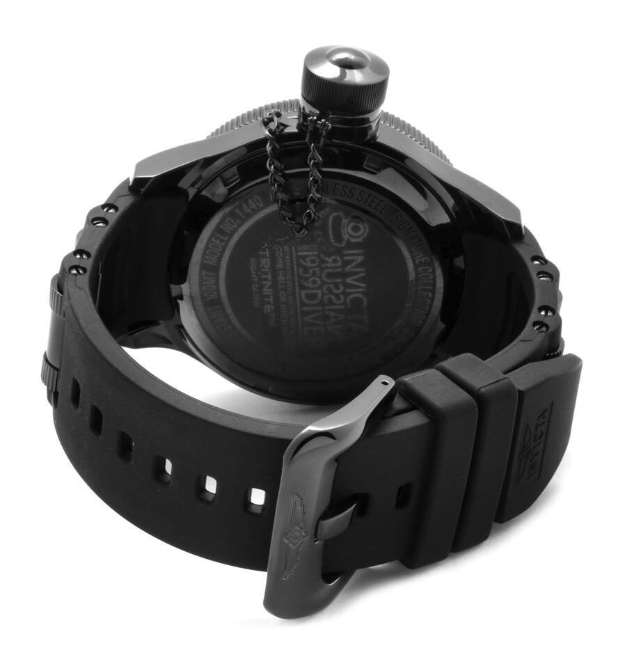 Invicta Russian Diver Black Dial Black Rubber Men's Watch #1440 - Watches of America #2