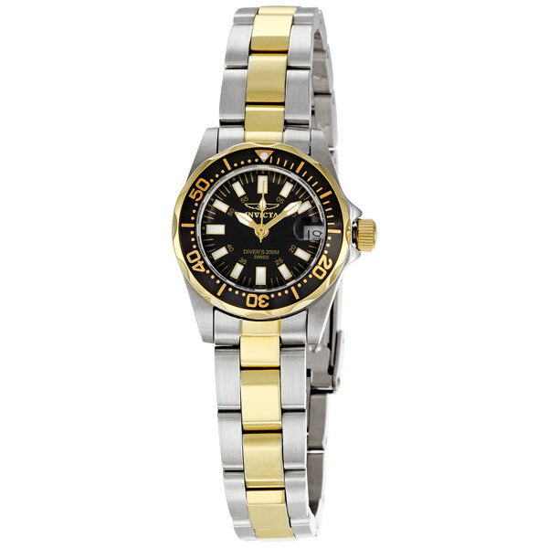Invicta Sapphire Diver Black Dial Two-tone Ladies Watch #7063 - Watches of America