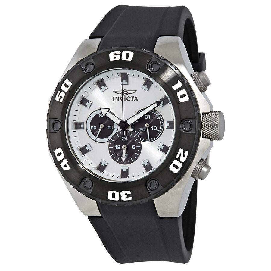 Invicta Specialty Multifunction Silver Dial Black Polyurethane Men's Watch #21403 - Watches of America