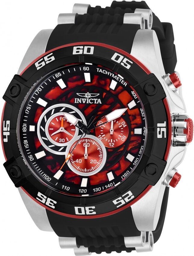 Invicta Speedway Chronograph Red Dial Black Silicone Men's