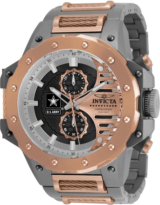 Invicta U.S. Army Quartz Black and Silver Dial Men's Watch #32989 - Watches of America
