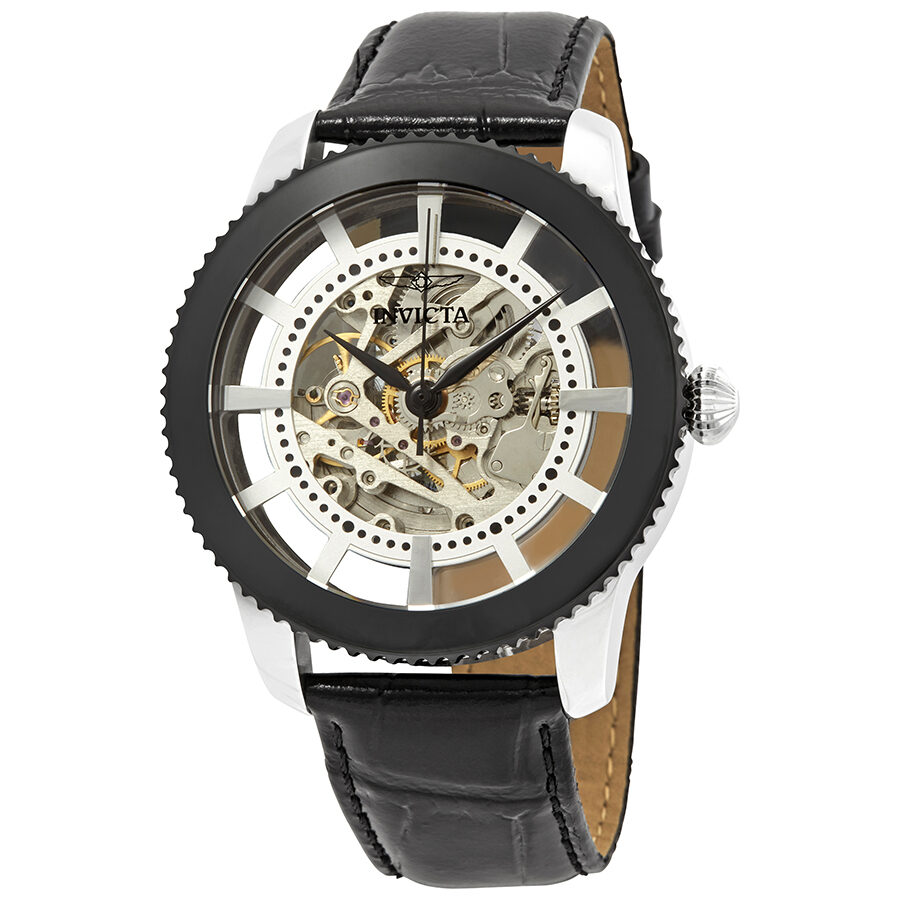 Invicta Vintage Automatic Silver Skeleton Dial Men's Watch #23637 - Watches of America