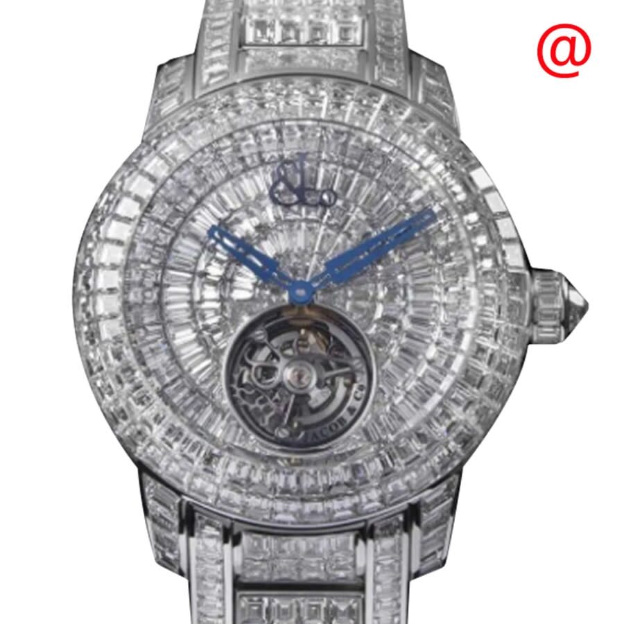 Jacob Co. Caviar Tourbillon Hand Wind Diamond Silver Dial Watch