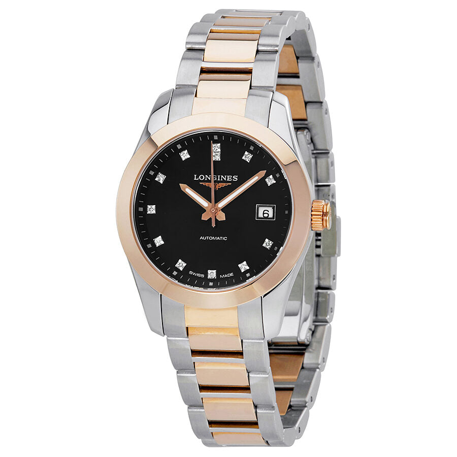 Longines Conquest Classic Black Diamond Dial Steel and 18K