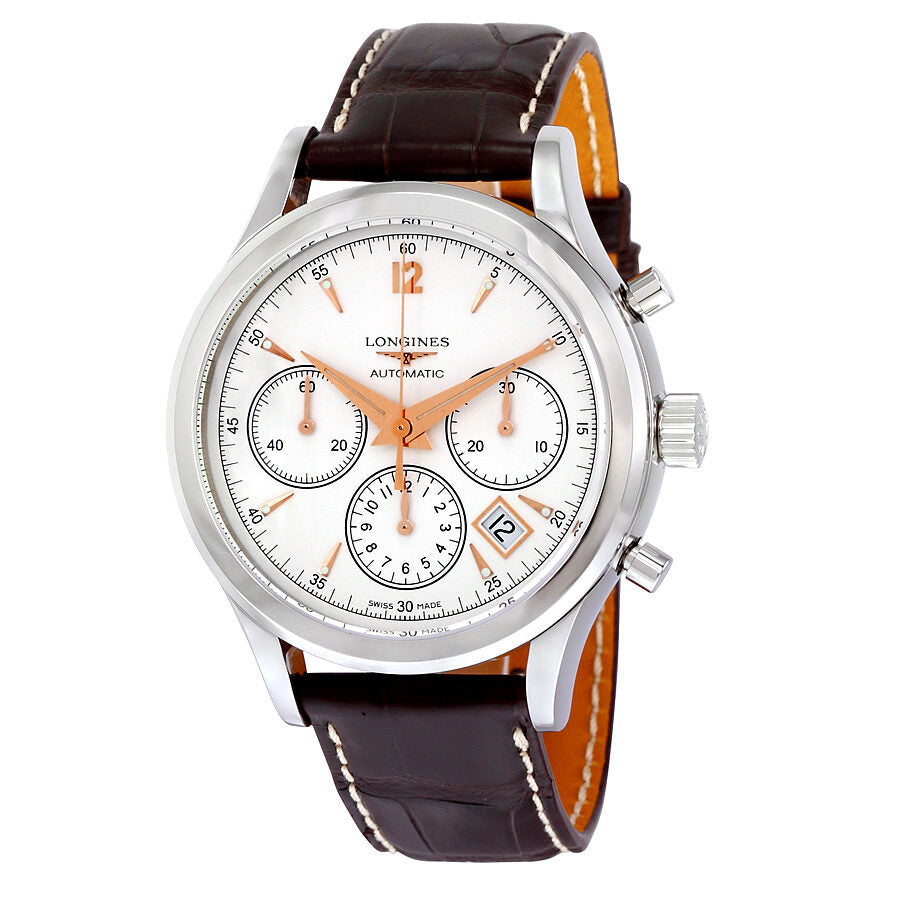 Longines Heritage Chronograph Silver Dial Stainless Steel Men s