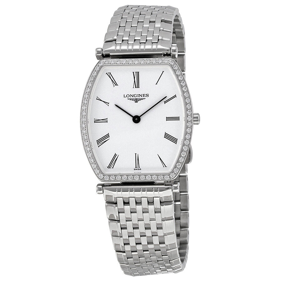 Longines La Grande Classique Tonneau White Dial Steel Ladies Watch 