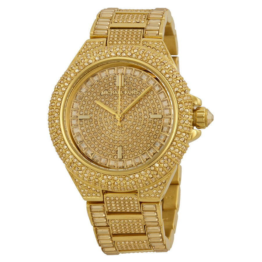 Michael Kors Camille Crystal Encrusted Gold Ion-plated Ladies Watch MK –  Watches of America
