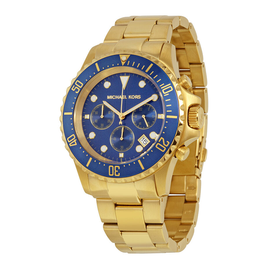 America Kors Watch of Dial MK826 Navy Chronograph Gold-tone Everest – Michael Watches Men\'s