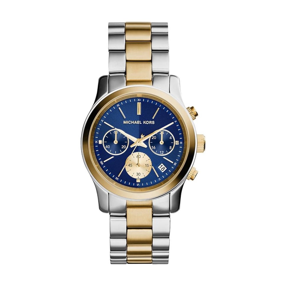 Stainless Steel Mk Gold Watch With Blue Face Michael Kors Brecken