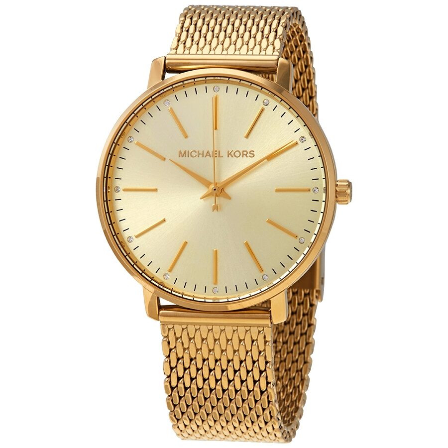 Michael Kors Pyper Quartz Crystal Gold Dial Ladies Watch