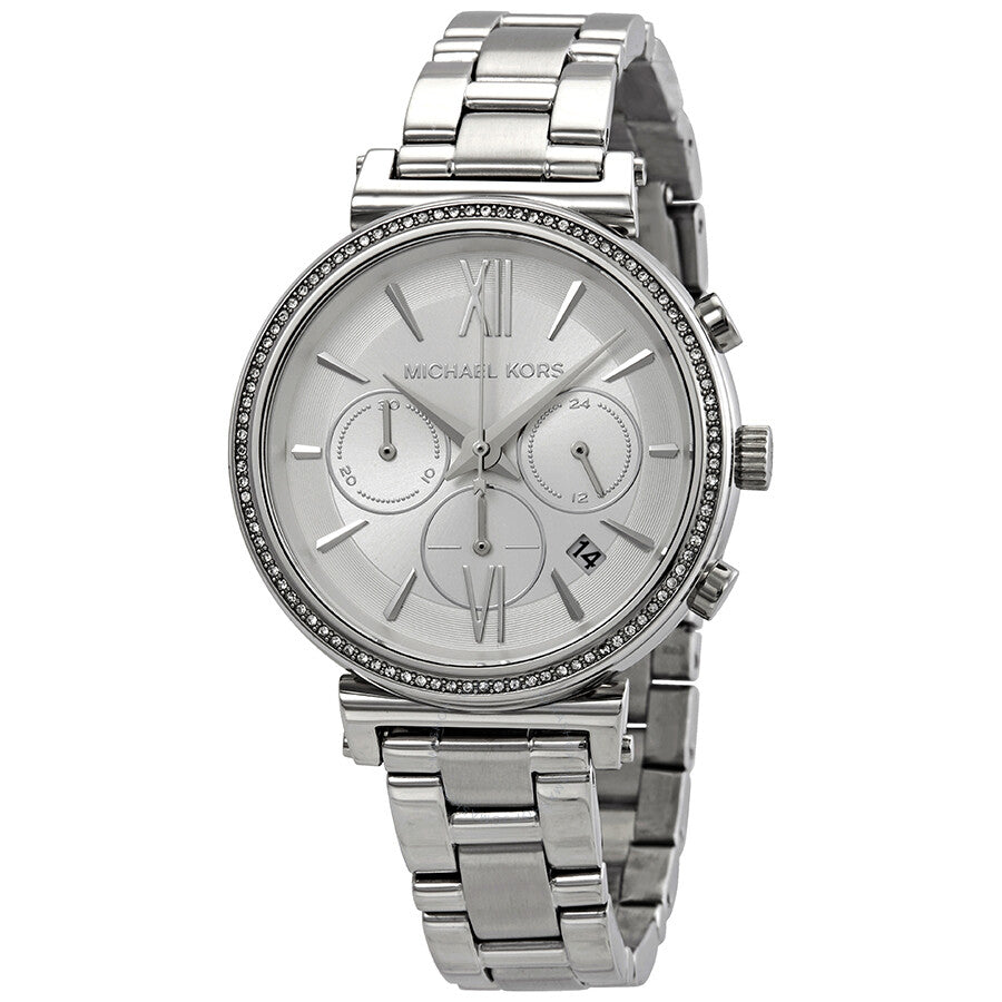 Michael Kors Reloj cronógrafo con esfera plateada para mujer MK6 – Watches of America