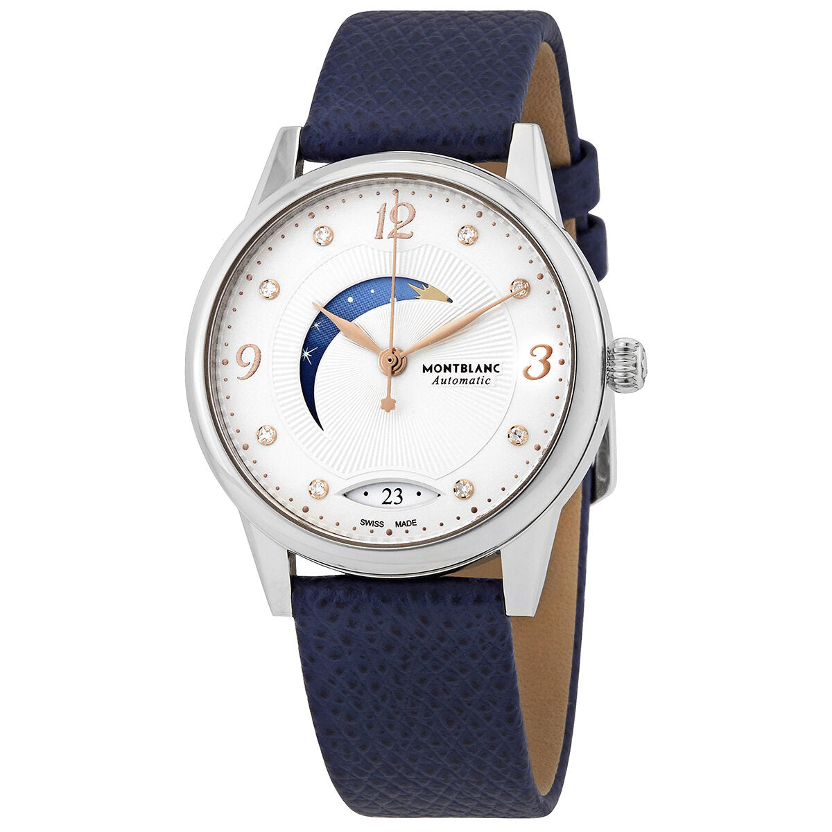 Montblanc Bohème Automatic Moon Phase Diamond White Dial Ladies Watch  119935 – Watches of America