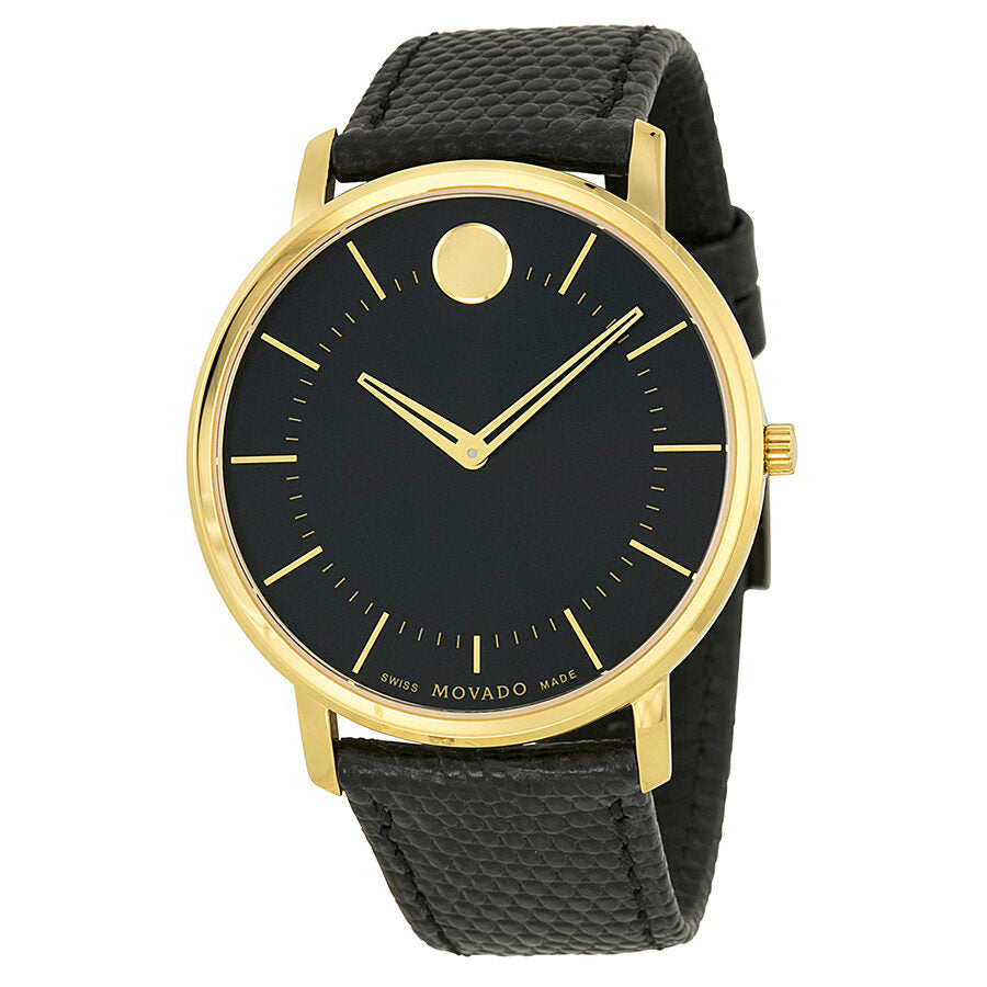 Movado hotsell black leather