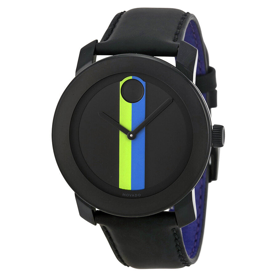 Movado bold black clearance leather