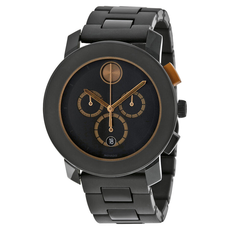 Movado Bold Chronograph Black Dial Black Caja de acero inoxidable