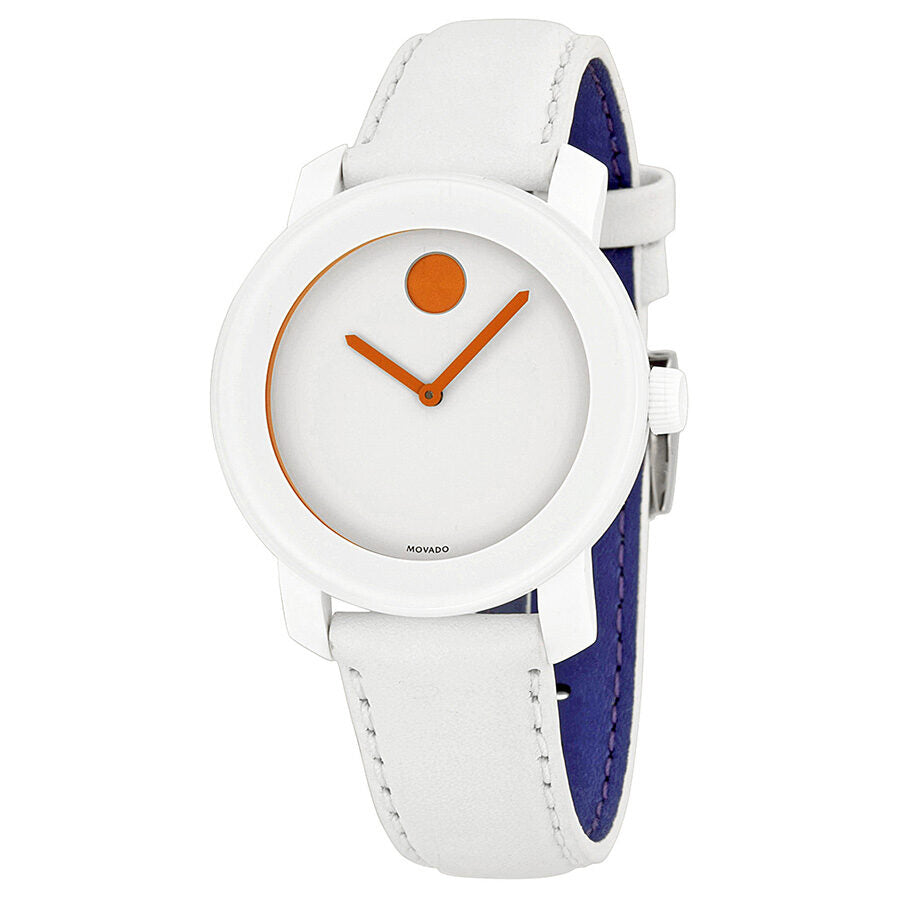 Movado Bold White Dial White Leather Strap Unisex Watch 3600153