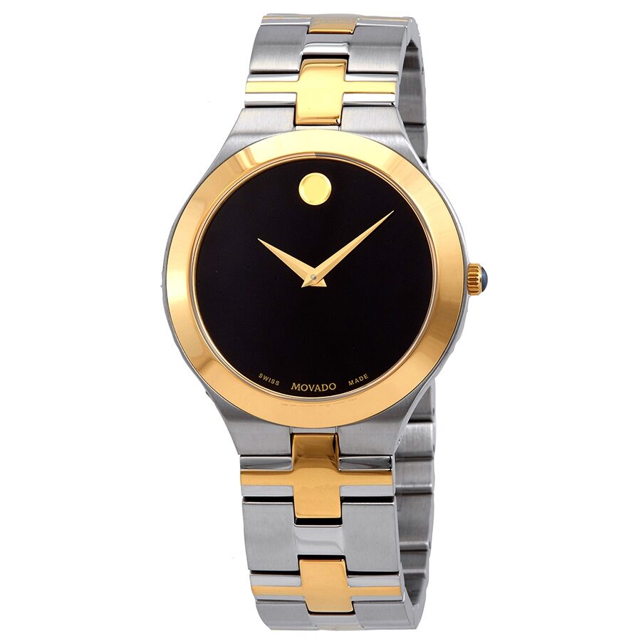 Movado Juro Quartz Black Dial Men's Two-tone Watch 0607443