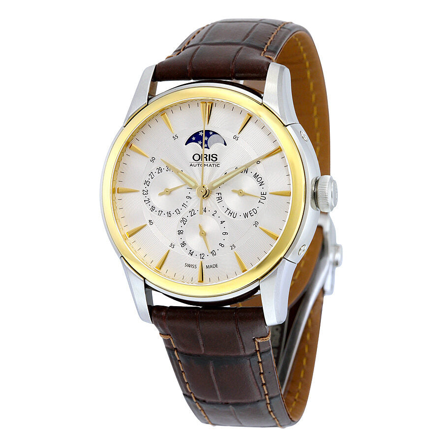 Oris Artelier Complication Automatic Silver Dial Brown Leather