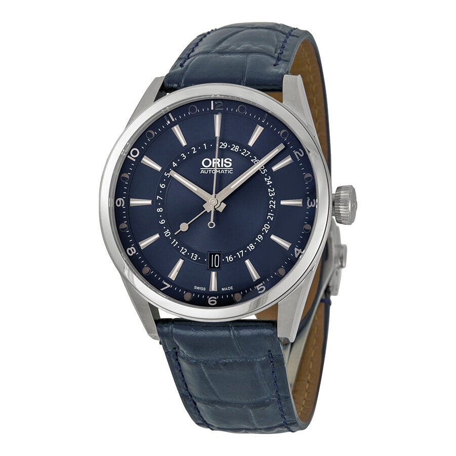 Reloj Oris Artix Moonphase para hombre con esfera azul y cuero